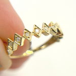 Load image into Gallery viewer, 14K Solid Yellow Gold Rhomb Diamond Band Ring.