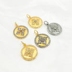 Load image into Gallery viewer, DC898. Diamond & Sterling Silver Round Flower Pendant with Gemstone