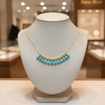 Load image into Gallery viewer, CN97255TQ6X4. 18K Solid Gold Diamond and Turquoise Necklace