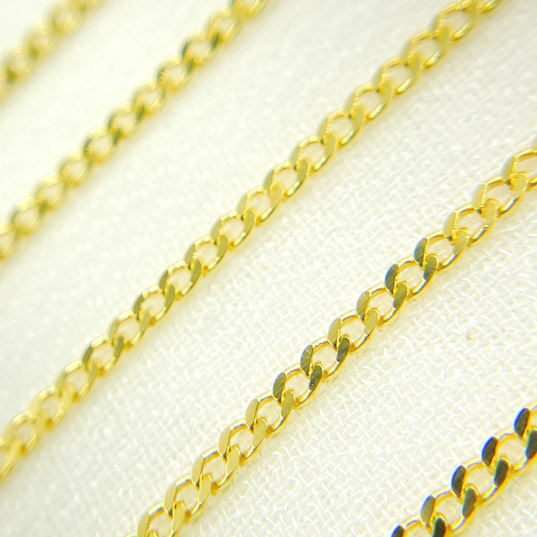 Solid Yellow Gold Flat Curb Link Chains