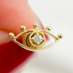 Load image into Gallery viewer, ER418283. 14K Solid Yellow Gold Diamond Eye Stud Earring