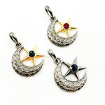 Load image into Gallery viewer, DP737. Diamond Sterling Silver Moon & Star Pendant