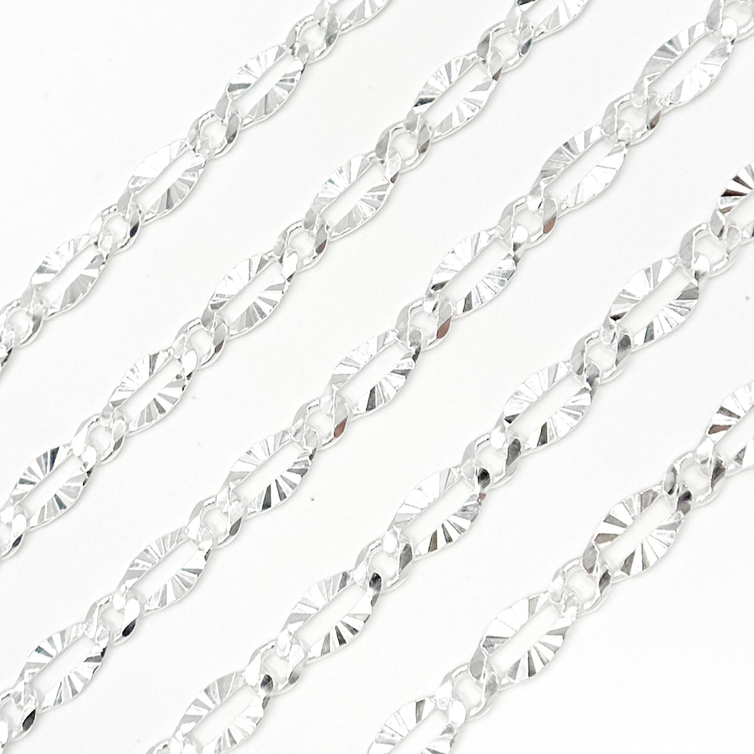 Silver Diamond Cut Marina Link Chain