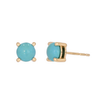 Load image into Gallery viewer, 14K Gold Turquoise Round Stud Earring