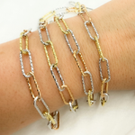 Load image into Gallery viewer, White Silver & Rose Plated Paperclip Diamond Cut Link Chain