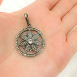 Load image into Gallery viewer, DP018. Diamond Silver Round Flower Pendant