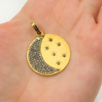 Load image into Gallery viewer, DP408. Diamond & Sterling Silver Stars Round Pendant