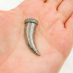 Load image into Gallery viewer, DE010. Diamond Sterling Silver Black Rhodium Horn Pendant