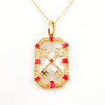 Load image into Gallery viewer, 14K Gold Keys Rectangle Pendant