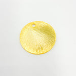 Load image into Gallery viewer, 15MM Gold-plated sterling silver brushed round flat disc charm with a single hole