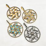 Load image into Gallery viewer, DSP013. Diamond Silver Circle Gemstone Flower Pendant