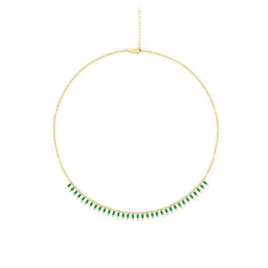 NFL70815. 14K Solid Gold Diamond and Gemstone Dangle Necklace