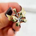 Load image into Gallery viewer, 14K Solid Gold Butterfly Charm with Diamond Cut Details. GDP676