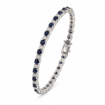 Load image into Gallery viewer, CB97275BS3. 14k Solid Gold Diamond and Blue Sapphire Tennis Bracelet
