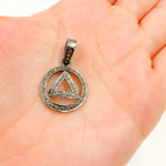 Load image into Gallery viewer, DP230. Diamond Sterling Silver Round Triangle Pendant