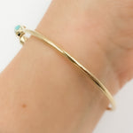 Load image into Gallery viewer, BNA68584TQ. 14K Solid Gold Diamond and Turquoise Open Bangle