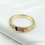 Load image into Gallery viewer, 14K Solid Gold Diamond and Multi Sapphire Band Ring.