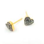 Load image into Gallery viewer, DE053. Pave Diamond Sterling Silver Heart Studs