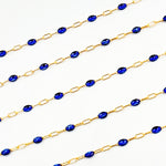 Load image into Gallery viewer, 14k Gold Filled Blue Color Enamel Satellite Cable Chains
