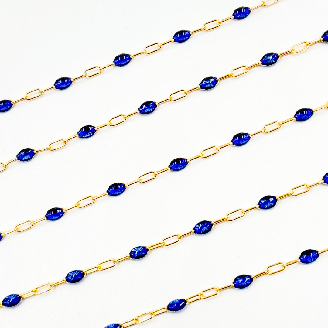 14k Gold Filled Blue Color Enamel Satellite Cable Chains