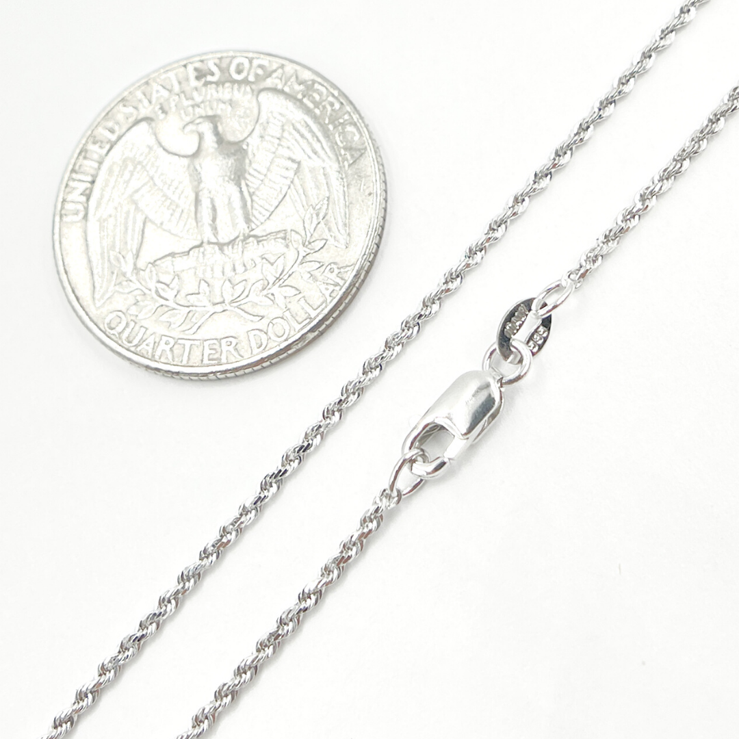 14K Solid White Gold Rope Chain