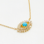Load image into Gallery viewer, NFG71492TQ. 14K Solid Gold Diamond and Turquoise Eye Necklace
