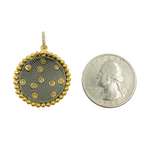 Load image into Gallery viewer, KSG09. Sterling Silver Black Rhodium with Diamonds Circle Shape Charm