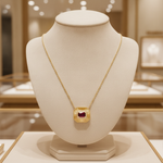 Load image into Gallery viewer, CN97285RU6X4. 14K Solid Gold Octagon Ruby and Diamond Fancy Tiny Necklace