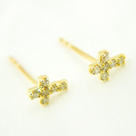 Load image into Gallery viewer, ER413908Y. 14 Solid Yellow Gold Diamond Cross Studs