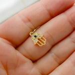 Load image into Gallery viewer, GDP389. 14K Solid Gold Diamond Hamsa Charm with Gemstone