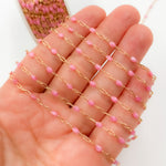 Load image into Gallery viewer, Gold Filled Pink Color Opal Enamel Cable Chain