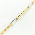 Load image into Gallery viewer, 925 Sterling Silver Paperclip Diamond Cut Long Gold Plated Link &amp; Short Silver Link Chain. V4GS1
