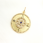 Load image into Gallery viewer, 14K Solid Gold Diamond Compass Circle Charm. GDP433