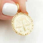Load image into Gallery viewer, Shop Now Sterling Silver Round Libra Zodiac Enamel Pendant