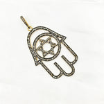 Load image into Gallery viewer, DP045. Diamond & Sterling Silver Hamsa Pendant with Star