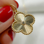 Load image into Gallery viewer, 14k Solid Gold Diamond Clover Charm. KG299