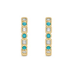 Load image into Gallery viewer, EHC56723TQ. 14K Solid Gold Diamond and Turquoise Hoops