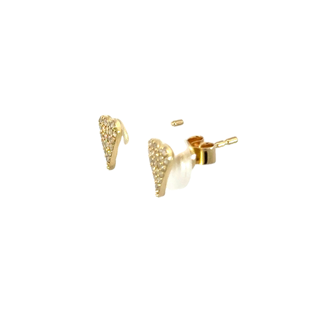 14K Solid Gold Diamond Heart Studs Earrings. ER416801Y