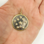 Load image into Gallery viewer, KSG04. Sterling Silver Black Rhodium with Diamonds Circle Shape Charm with Circles and Stars in the Center