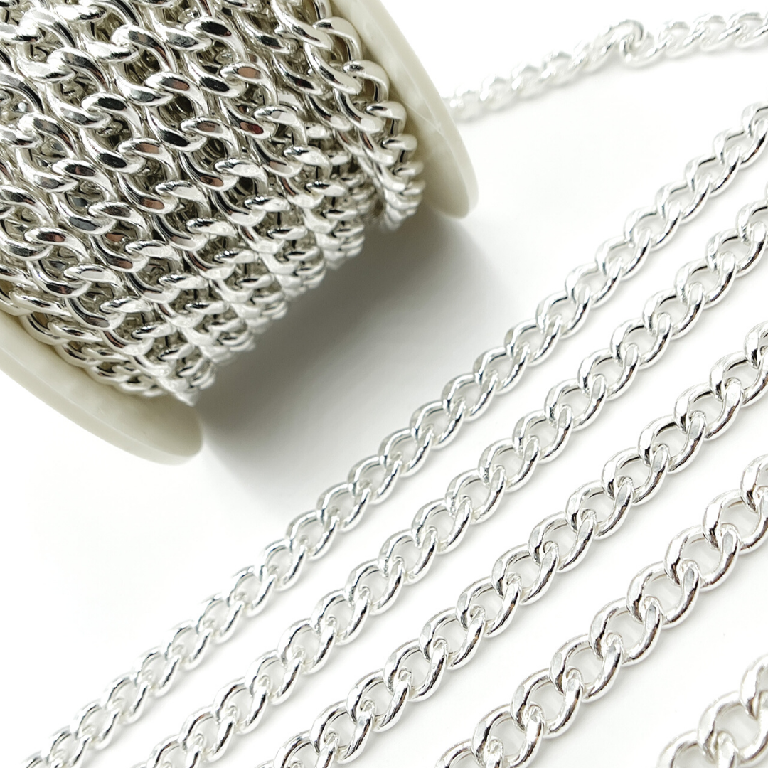 V46SS. Sterling Silver Hollow Curb Link Chain