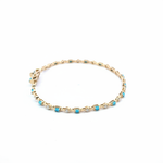 Load image into Gallery viewer, BFH60606TQ. 14K Solid Gold Diamond and Turquoise Fancy Bracelet