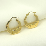 Load image into Gallery viewer, GER135. 14K Gold Hexagon Hollow Hoop Earrings