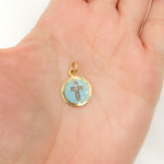 Load image into Gallery viewer, Shop Now Sterling Silver Round Cross Enamel Charm