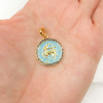 Load image into Gallery viewer, Buy Now Diamond Sterling Silver Round Sagittarius Zodiac Enamel Pendant