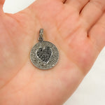 Load image into Gallery viewer, DP560. Diamond Sterling Silver Round Heart Pendant with Black Diamonds
