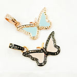 Load image into Gallery viewer, Diamond Sterling Silver Butterfly Enamel Pendant