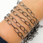 Load image into Gallery viewer, V274BR. Black Rhodium Sterling Silver Smooth Oval Link Chain