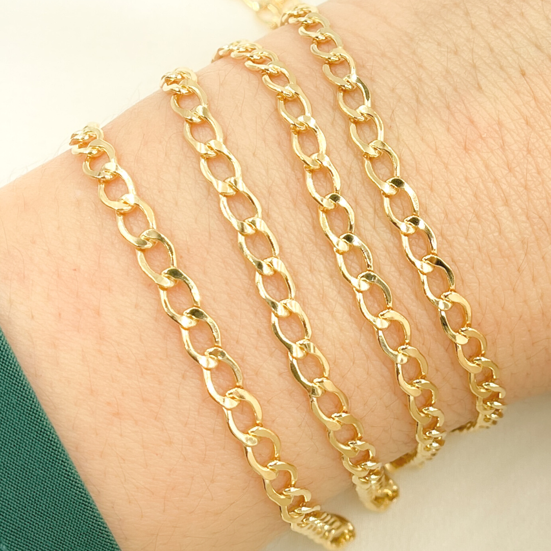 14k Yellow Gold Filled Flat Curb Link Chain