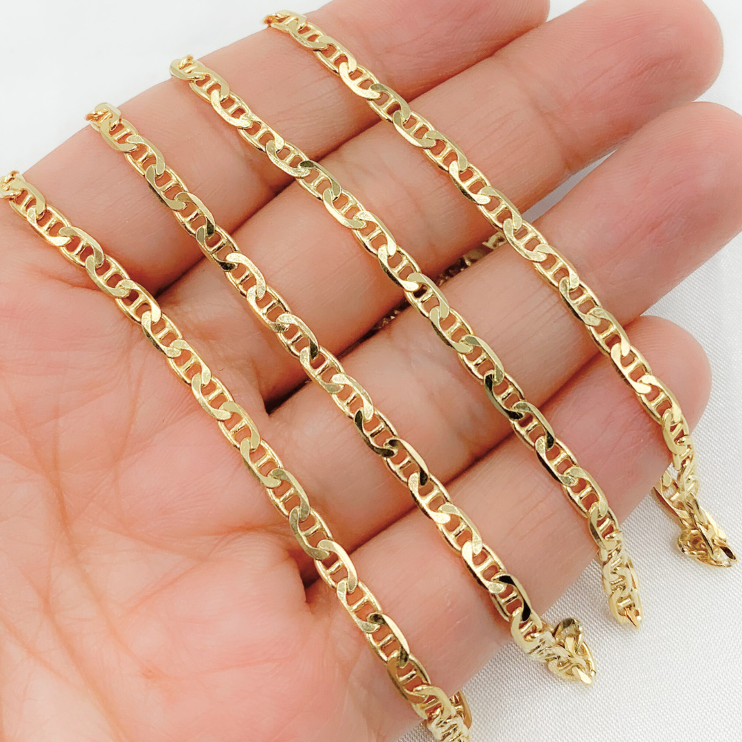 Y65GP. Gold Plated 925 Sterling Silver Flat Marina Chain
