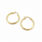 Load image into Gallery viewer, GER161. 14K Solid Gold Hollow Flat Diamond Cut Hoop